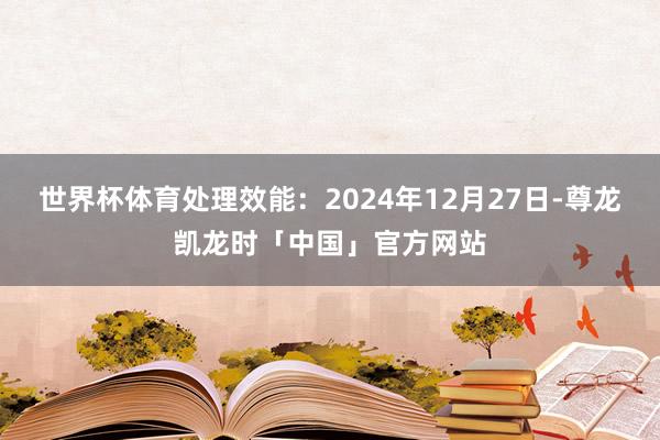 世界杯体育处理效能：2024年12月27日-尊龙凯龙时「中国」官方网站