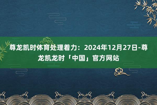 尊龙凯时体育处理着力：2024年12月27日-尊龙凯龙时「中国」官方网站