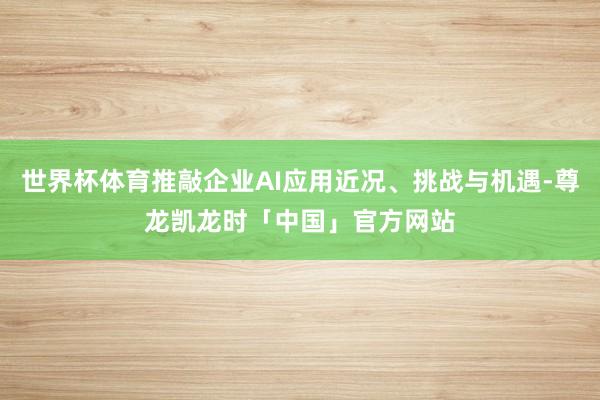 世界杯体育推敲企业AI应用近况、挑战与机遇-尊龙凯龙时「中国」官方网站