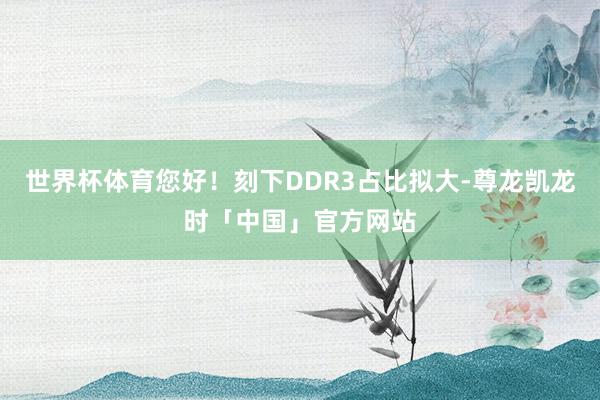 世界杯体育您好！刻下DDR3占比拟大-尊龙凯龙时「中国」官方网站