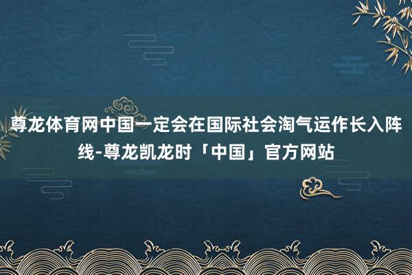 尊龙体育网中国一定会在国际社会淘气运作长入阵线-尊龙凯龙时「中国」官方网站