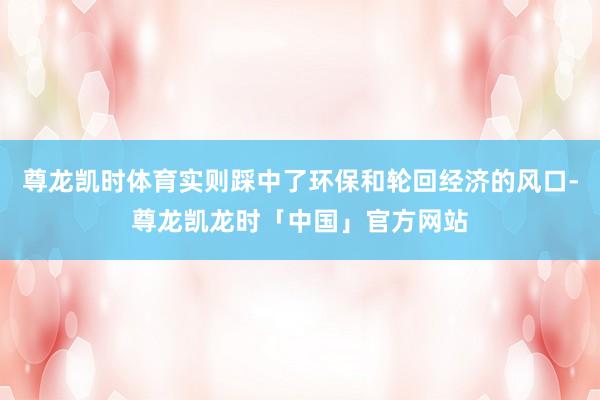 尊龙凯时体育实则踩中了环保和轮回经济的风口-尊龙凯龙时「中国」官方网站
