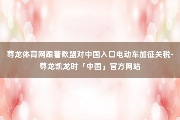 尊龙体育网跟着欧盟对中国入口电动车加征关税-尊龙凯龙时「中国」官方网站