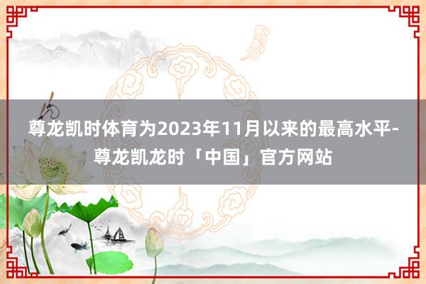 尊龙凯时体育为2023年11月以来的最高水平-尊龙凯龙时「中国」官方网站