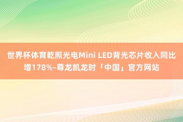 世界杯体育乾照光电Mini LED背光芯片收入同比增178%-尊龙凯龙时「中国」官方网站