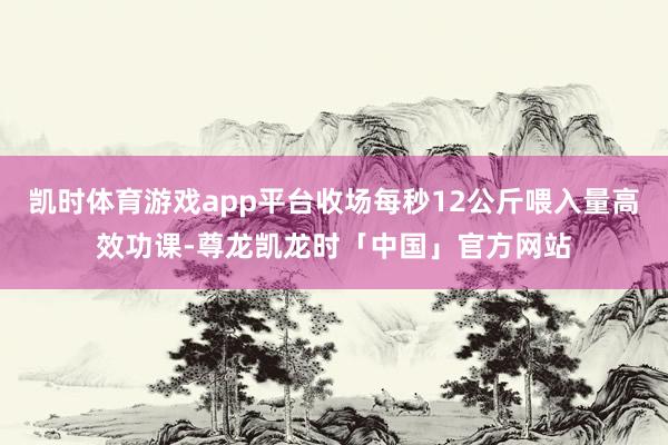 凯时体育游戏app平台收场每秒12公斤喂入量高效功课-尊龙凯龙时「中国」官方网站
