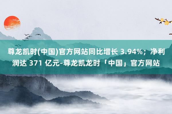 尊龙凯时(中国)官方网站同比增长 3.94%；净利润达 371 亿元-尊龙凯龙时「中国」官方网站