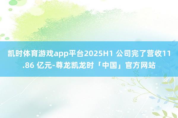 凯时体育游戏app平台2025H1 公司完了营收11.86 亿元-尊龙凯龙时「中国」官方网站