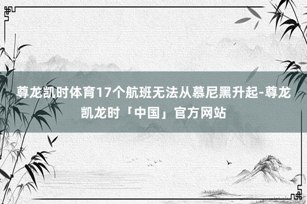 尊龙凯时体育　　17个航班无法从慕尼黑升起-尊龙凯龙时「中国」官方网站