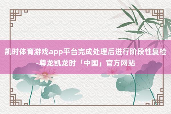 凯时体育游戏app平台完成处理后进行阶段性复检-尊龙凯龙时「中国」官方网站